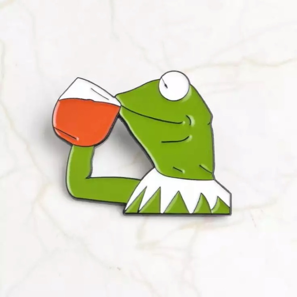 🎉 New Kermit the Frog Tea Meme Enamel badge Pin